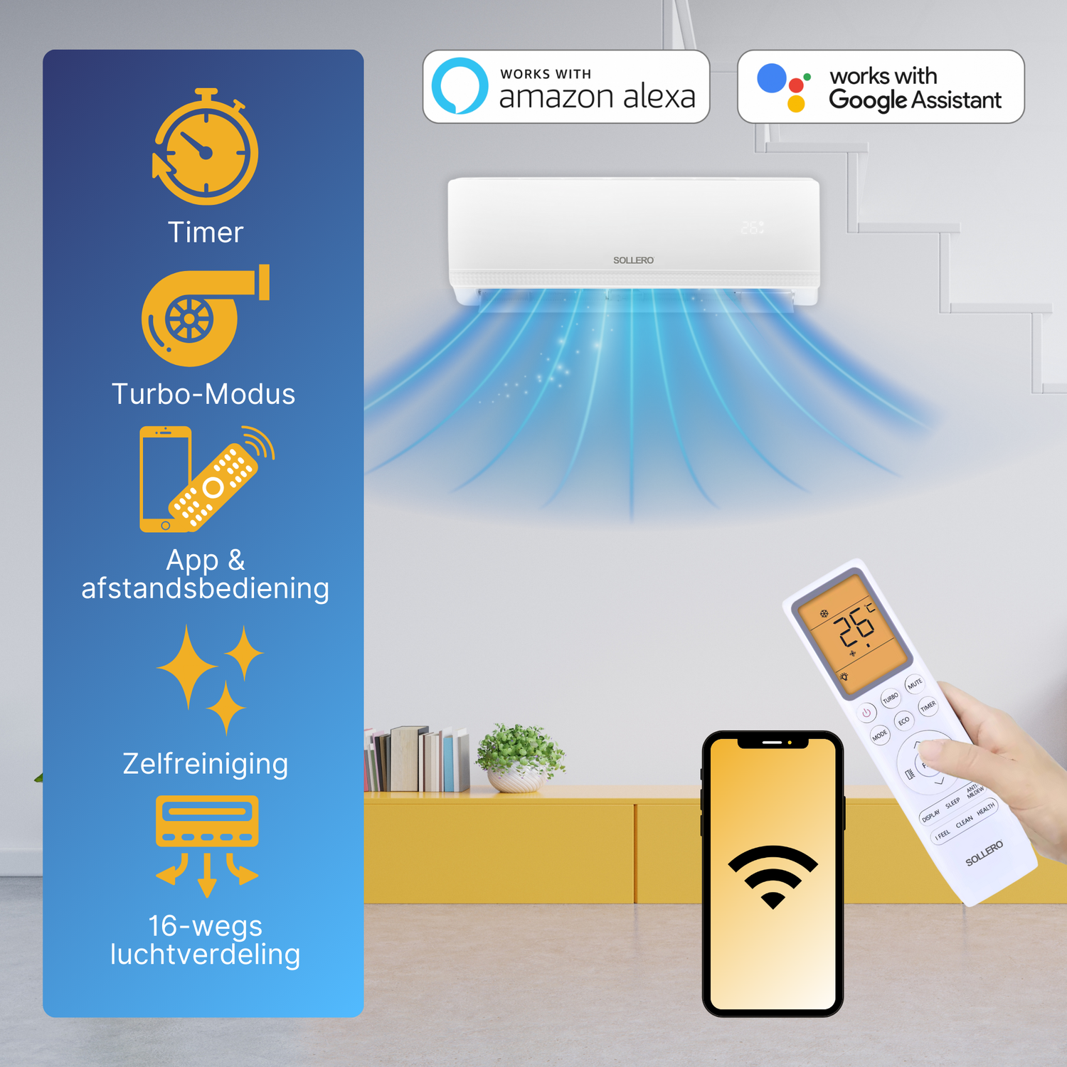 Airco 5,1 kW om te koelen en verwarmen, geleverd met montageset