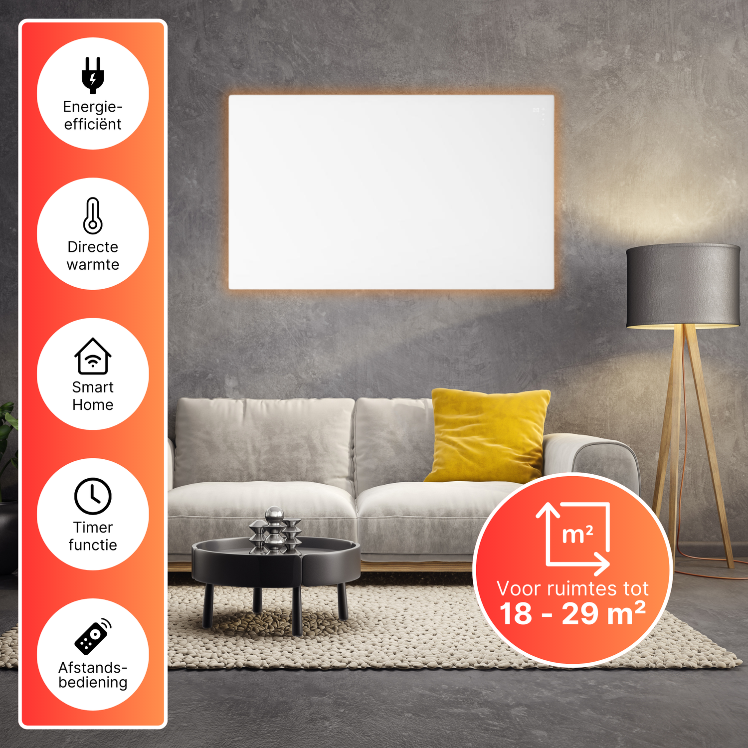 Infrarood verwarming 1200W efficiënt en stijlvol compleet geleverd