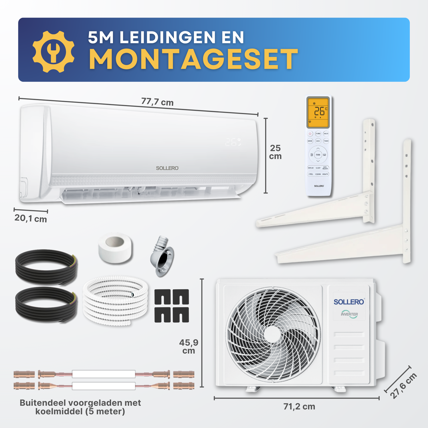 Quick Connect Airco 3,5 kW – Koelen & Verwarmen, incl. Montageset