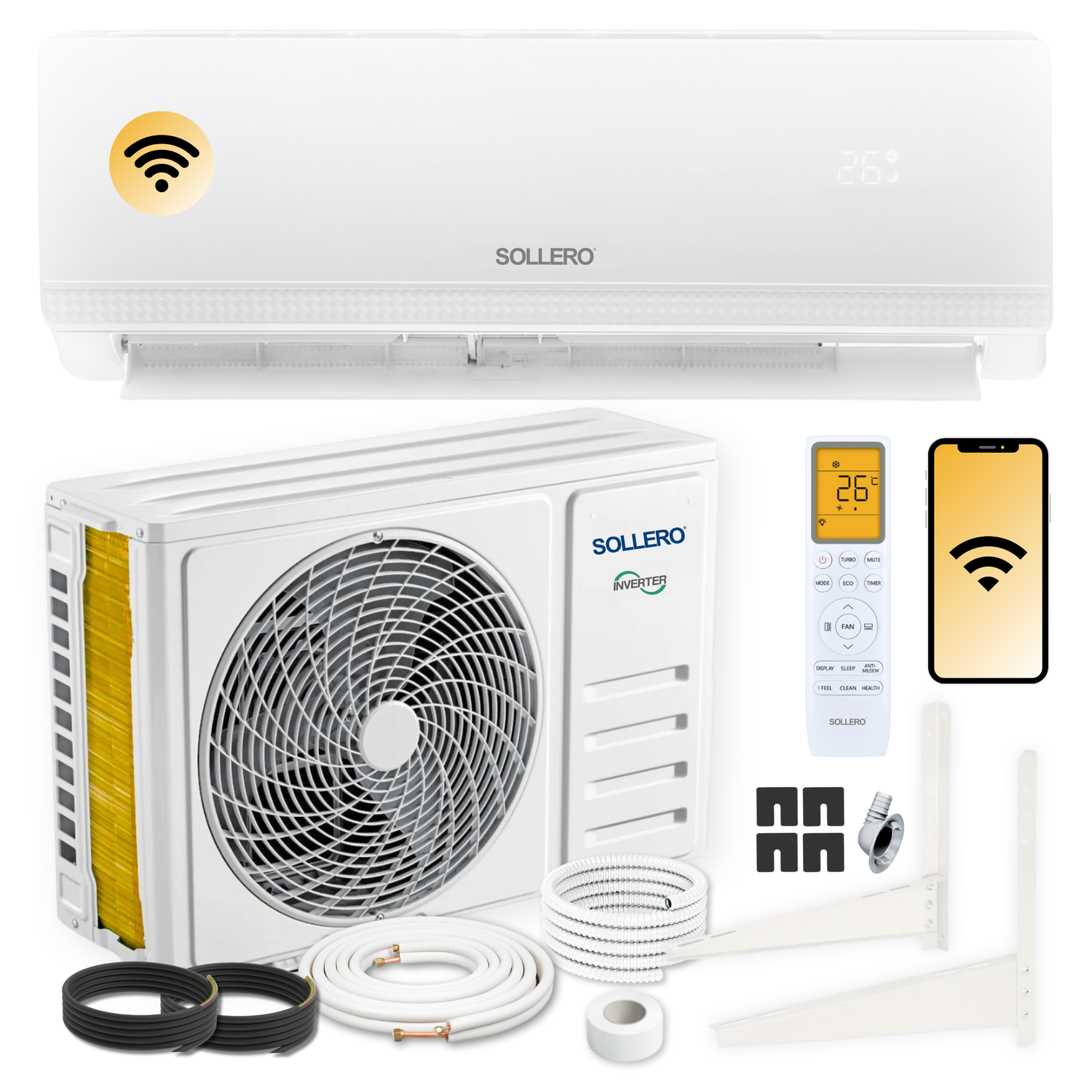 Airco 5,1 kW om te koelen en verwarmen, geleverd met montageset